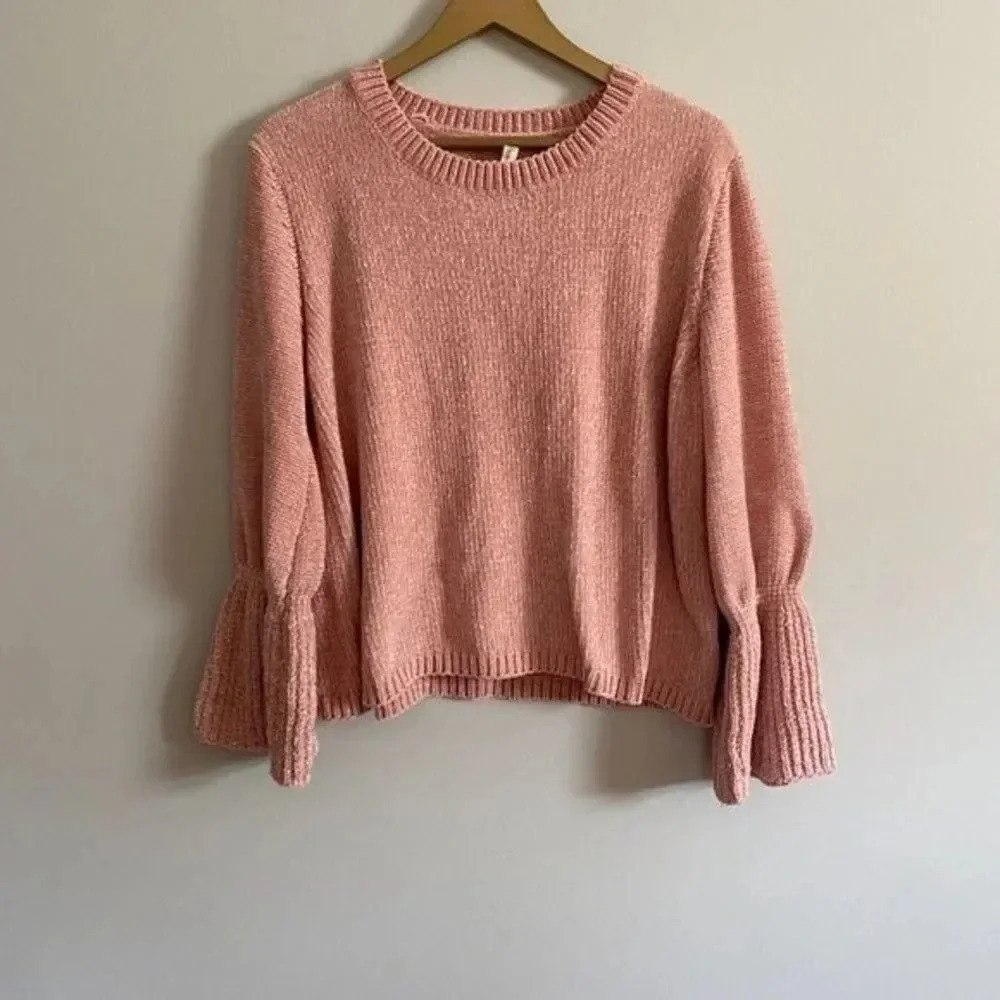 Elan Pink Chenille Bell Sleeve Sweater - Picture 3 of 9